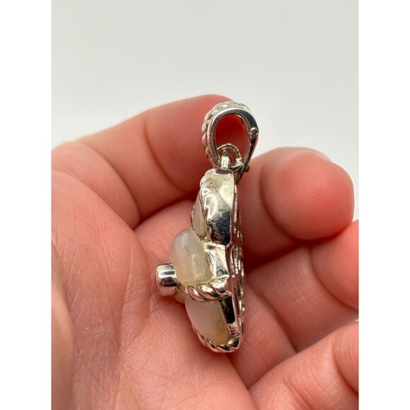 Judith Ripka Sterling Silver Mother Of Pearl Shell Pendant Vintage Design - Picture 6 of 8